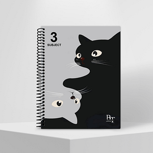 Subject Notebook Partition 3 Black Cat