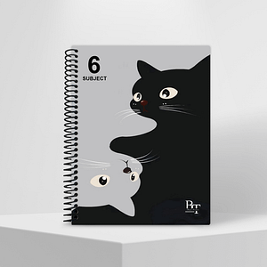 Subject Notebook Partition 6 Black Cat
